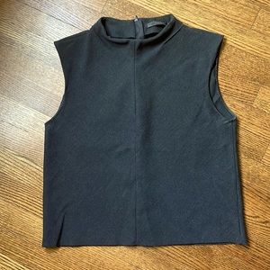 Zara Mock Turtleneck Flannel Crop Blouse